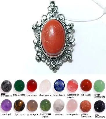 Handmade Natural Stone Gemstone Pendant with Copper & Silver, Stone Size 13*18mm, No. 111 ABC Rugs Kilims